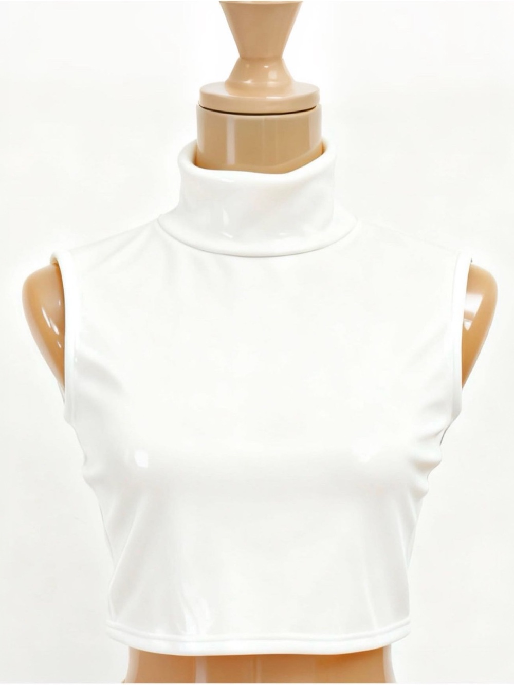White Stag White Sleeveless Turtleneck Crop Top
